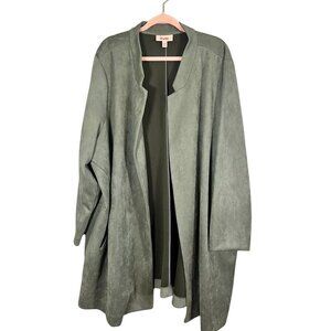 Retro Suede Duster Green 4X Classic Festive Holiday Preppy Neutral Minimalist